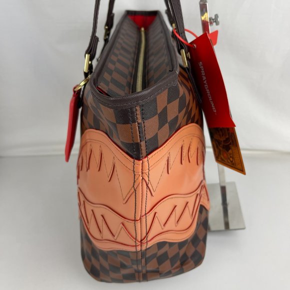 New Sprayground Henny Shark Bite Check Tote - Picture 4 of 9